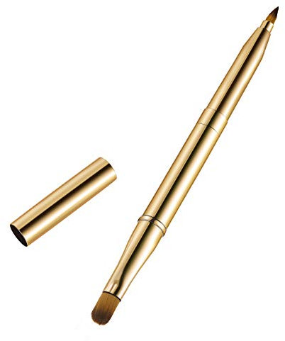 1 Stück Tragbare Lippenpinsel Doppelseitige Lippenstift Lip Gloss Make-Up Pinsel-werkzeug (Gold)