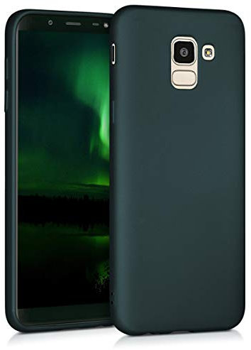 kwmobile Case kompatibel mit Samsung Galaxy J6 Hülle - Schutzhülle aus Silikon metallisch schimmernd - Handyhülle Metallic Petrol