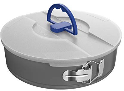 Classic Cuisine Springform mit Deckel, 25,4 cm, antihaftbeschichtet, Backform mit reisefreundlichem Schnappdeckel, kein Verziehen, Karbonstahl
