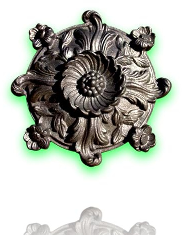 Déco fer Forgé-ROSACE FONTE DECORATION- H 170 mm par 170 mm- Pour Porte Portail Portillon battant coulissant -1 Inserts Taraudés M5 Face Arriere-Usage Interieur Exterieur Satisfaction Garantie Robuste