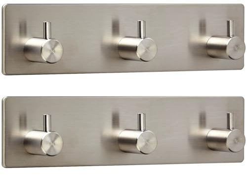 2 x Garderobenhaken PANDORA 3-fach (180 x 45 x 29 mm) Edelstahl rostfrei selbstklebend 3M für Küche & Bad Hakenleiste Wandhaken von SO-TECH®