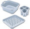 Addis Eco Made from 100% Plastic Family Kitchen Sink Set, Contains Washing up Bowl, Cutlery Utensil Caddy, Plate Draining Rack with Pegs, Light Grey Recycled, 9.5 litres