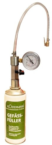 Gefäßfüller (brennbar) 400 ml - Klostermann Chemie 9905 und Anschlussadapter mit Manometer 0-6 bar