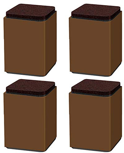 4PCS Pieds de Support de Meubles,Rehausseurs Autocollants en Acier Carbone,Carré 6x6cm,pour Sofa Lit Meuble TV Tables de Bout,Rehausseur de Meubles,Haute 5cm/10cm,Noir/Blanc/Marron(brown10cm)