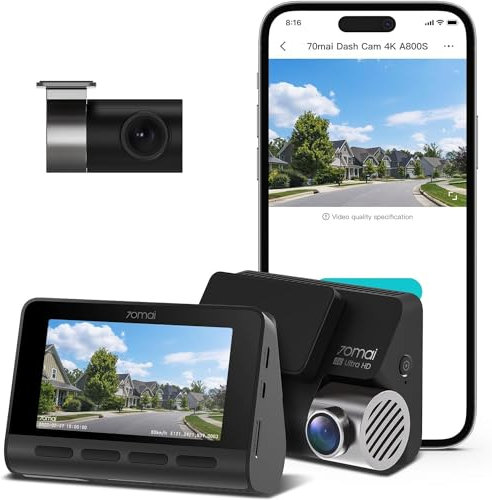 70mai A800S 4K Ultra HD Batterie Noir