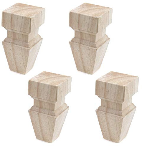 Tulead Möbelbeine aus Holz, unlackiert, Schrankfüße, Holzbock, Tischgestell, 100 mm Höhe, für Sofa, Tisch, Stuhl, Couch, 4 Stück