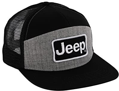 Jeep Premium Richardson Baseballkappe mit 7 Paneelen, Snapback-Aufnäher, für Herren, Baseballkappe, Polomützen, Grau (Heather Grey)/schwarz, Einheitsgröße