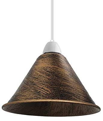 Retro-Metall-Lampenschirm in Gebürstetem Kupfer, Vintage Industrieller Lampenschutz für Hängelampen - 18cm, Einfach zu Montieren, Antike Optik