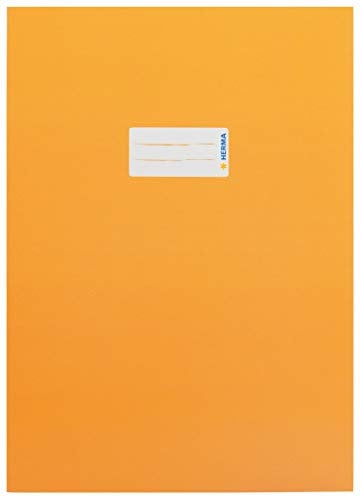 HERMA 19747 Heftumschläge A4 Karton Orange, 10 Stück, Hefthüllen mit Beschriftungsfeld aus stabilem & extra starkem Papier, Heftschoner Set für Schulhefte, farbig