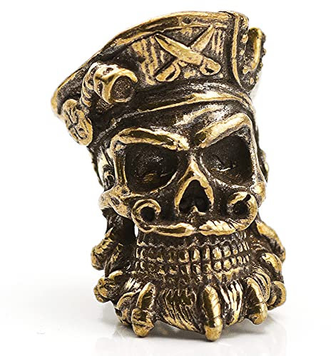 Paracord Hand Made Beads- Antique Golden Accessory Charms for Pendant Buckle Lanyard Zipper Pull Bracelets- Jewelry Making and Crafting Beads Unique Metal Charm for para Cord- Black Beard Bead 10172