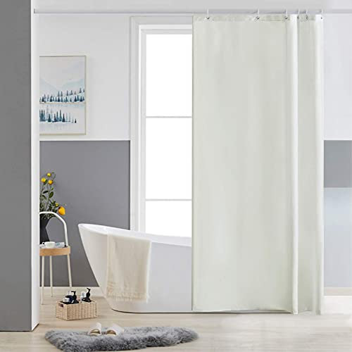 Furlinic Petit Rideau de Douche,Beige,Anti Moisissure,90 x 180cm,Tissu Polyester,Imperméable,Rideaux Baignoire Lavable en Machine,6 Crochets