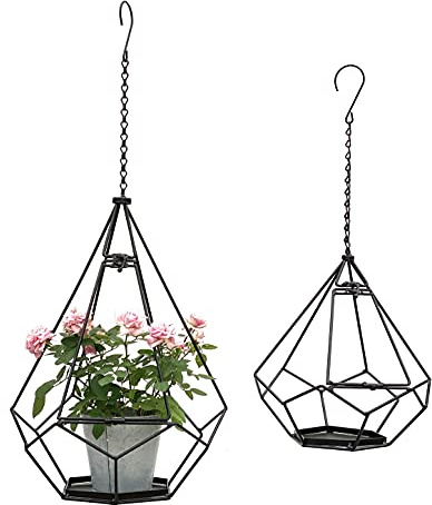 DanDiBo Blumenampel Innen Metall Wand Hängepflanzen 64 cm & 82 cm 96075 2er Set mit Tür 6 Ecken Pflanzenhänger Blumenhänger Topfhänger Blumen Blumentopfhänger Hängetopf