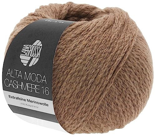 LANA GROSSA Alta Moda Cashmere 16 | Feinste 16 Mikron Merinowolle mit Kaschmiranteil | Handstrickgarn aus 78% Schurwolle (Merino) 12% Kaschmir & 10% Polyamid (Nylon) | 50g zum Stricken | 110m Garn 48