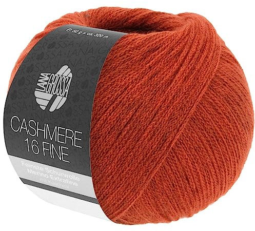 LANA GROSSA Cashmere 16 Fine | Aus Kaschmir- und Merinowolle | Handstrickgarn aus 80% Schurwolle (Merino extrafine), 10% Kaschmir & Polyamid | 50g Wolle zum Stricken & Häkeln | 320m Garn FB 44