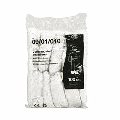 SUMEDTEC – Pack de 100 Cubre zapatos Desechables Impermeables, Antideslizante Cubiertas de Plástico, Protector de Zapatos Extrafuerte Talla única - BLANCO