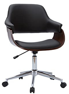 Miliboo Design-Bürostuhl schwarz und Dunkles Holz Hansen