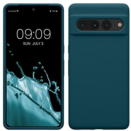 kwmobile Cover per Google Pixel 7 Pro Custodia - Back Case per Smartphone in Silicone TPU - Protezione Gommata - petrolio matt