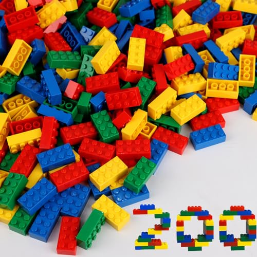 HUIZDQ 200 Stücke 2X4 Classic Bausteine Set, Geeignet für Jungen und Mädchen ab 6 Jahren, Kompatibel mit Allen Wichtigen Marken, Building Block Mehrfarbige