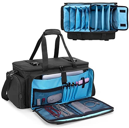 HODRANT DJ Gig Cable Bag, Large DJ Cable File Case with Sturdy Padded Bottom & Dividers, Travel DJ Gear Storage Organizer for Microphones, 14 Laptop, Music Instrument & Studio Equipment, Bag Only