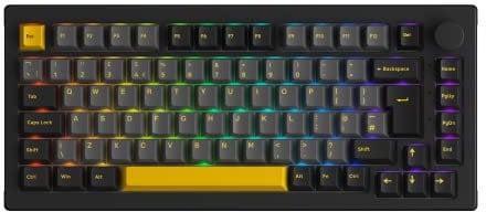 Akko 5075S RGB Wired Mechanical Gaming Keyboard Gasket Mount Hot-Swap Programmable PBT Double-shot Cherry Profile with A Rotary Knob, Compatible for Win/Mac/IOS/Android UK Layout(Cream Yellow)