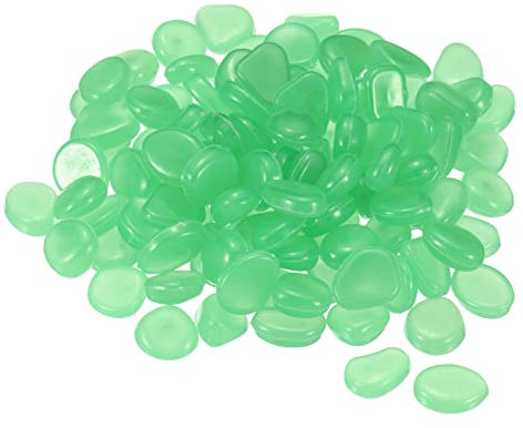sourcing map 100pcs Glow Rocks 8-11mm Glow Pebbles Decoration in the Dark Luminous Stones Decor DIY Decorative Light Green for Garden, Potted Plant, Fish Tank