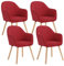 WOLTU Esszimmerstühle 4er Set, Stuhl Esszimmer Esstisch, Küchenstuhl Armlehnstuhl Polsterstuhl, Sessel Wohnzimmer Modern, mit Armlehnen, aus Cord, Massivholzbeine, Rot, EZS26rt-4