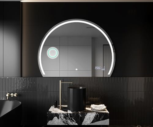 Artforma Unregelmäßiger Form asymmetrischer Spiegel mit LED Beleuchtung 80x60 cm | Moderner Industrial Wanspiegel Beleuchtet Nach Maß | OKRHC223 | Wählen Sie Zubehör | Lichtspiegel Badezimmerspiegel