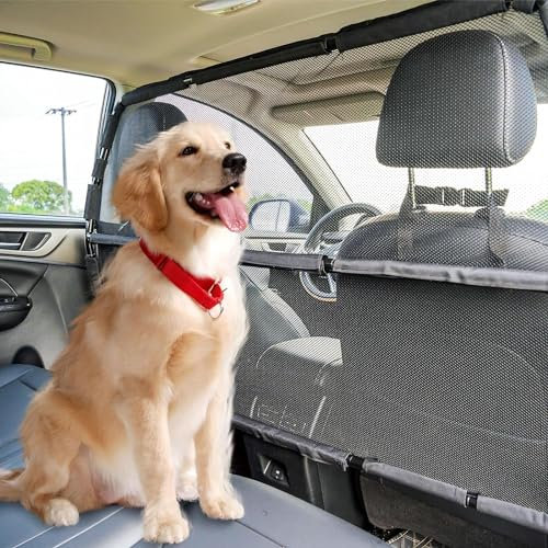 Snagle Paw Redes y rejillas (grandes) para perros antiescape, 142,2 cm de ancho, rejilla separadora para 2 y 3 filas de asientos y espacio de carga, para asiento trasero para perros, rejilla