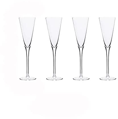 WAOCEO Copas de champán 4 Copas de champán de Alta Gama, Copas de champán de Lujo de 165 ml, Copas de champán de Cristal, Ideales for Bar en casa, Ocasiones Especiales Copas de champán