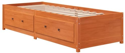 vidaXL Tagesbett, Gästebett mit Schubladen, Sofabett für Wohnzimmer, Sofa Holzbett Bettgestell, Wachsbraun 75x190cm Massivholz Kiefer