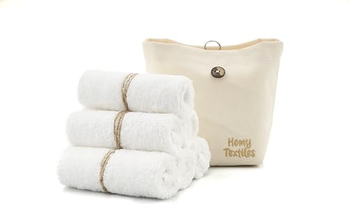 Homy Textiles Bambus-Babywaschlappen, Flanell-Waschlappen, 6 Stück, 25 x 25 cm, extrem weiche Baby-Flanell-Gesichtstücher für empfindliche Haut – dekorative Aufbewahrungstasche aus 100% Baumwolle – w
