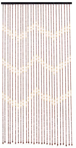Tenddya Rideau de porte à perles 90 x 175 cm - 27 lignes - Rideau de porte - Perles en bois de bambou - Style rétro - Pour véranda, chambre à coucher, salon (style 2)