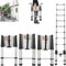 Telescopic Folding Ladder 12.5FT Extension Ladder Multi-Purpose Foldable Step Loft Ladder Anti-Slip Extendable Aluminum Ladder Lightweight Collapsible Ladder for Outdoor Indoor Work, 330lb Capacity