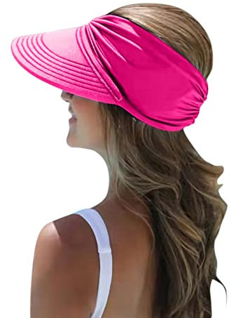 Sombrero de Unisex Sombrero de Paja Sombrero Sombrero Ancho con Visera para Mujer de Verano Deportiva para la Playa Sombreros Paja Baratos (Pink, One Size)