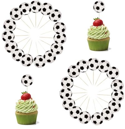SJUIEO 30 Stück Fußball-Cupcake-Dekoration, Essen, Zahnstocher, Baby, Taufe, Kuchen, Sportball, Thema, Kindergeburtstag, Party-Dekoration