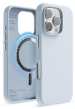 elago Magnetic Silicone Case Compatible with iPhone 16 Pro Case 6.3 Inch Compatible with All MagSafe Accessories - Built-in Magnets, Soft Grip Silicone, Shockproof (Light Blue)