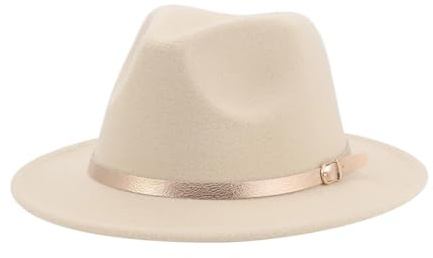FULUJIDI Fedora Trilby Filzhut Hut Hut Fedoras Mädchen Hut Frauen Hüte Jungen Panama Jazz Caps Gürtel Band Niedlich Outdoor Dekorieren Hut 56-58Cm (Erwachsene) Beige