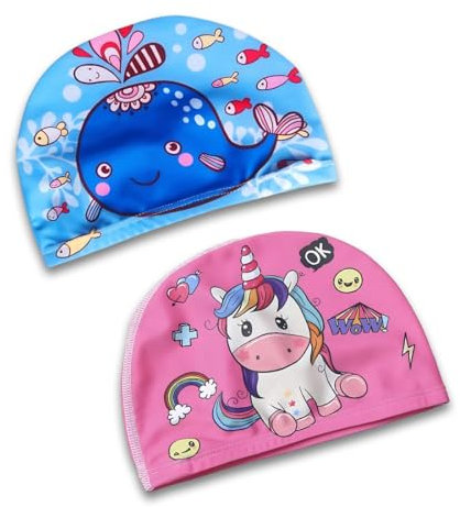 Confezione da 2 Cuffia Piscina Tessuto Bambini Cuffie Nuoto per Uomo Donna Super Elastica e Leggera,cuffie piscina,bambini Cuffia da nuoto elasticizzata