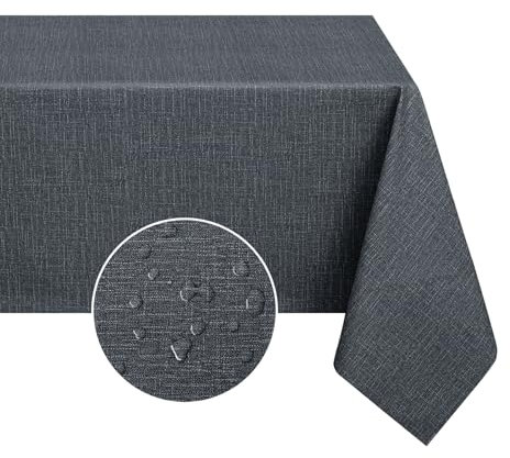 Romanstile Tischdecke Mitteldecke 80x80 abwaschbar modern outdoor wetterfest Wachstuchtischdecke 80 x 80 cm Grau PVC wasserdicht Leinenoptik klein Tischtuch Deko für Gartentisch,Garten,Draußen,Camping