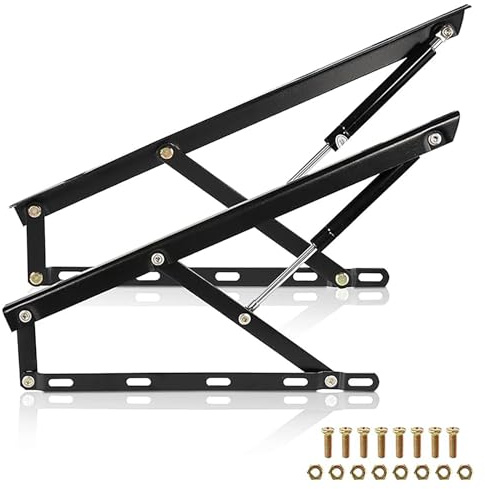 ROFBIHG Hebemechanismus für Bett, 60/80/90/100/110/120 cm Möbelscharnierfeder Spring, pneumatische Stange, Scharniere Klapp Lift Up Feder Scharniere, Bettbeschlag längs und quer aufklappbar(60cm)