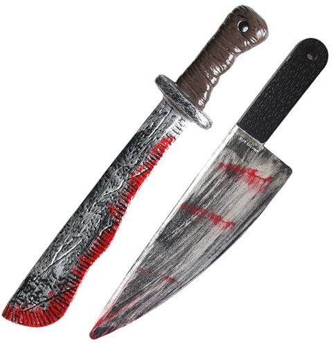 CODOMOR Zombie, set di 2 coltelli falsi spaventosi per Halloween, in plastica, per feste di Halloween, accessori per costume (01)