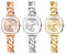 JewelryWe Damenuhr Kleine Quadratische Uhr: 3er Set Glitzer Zirkonia Analog Quarz Armbanduhr Damen Kubanisches Armband Uhr mit Schmalem Panzerkette Metallarmband & Eckigem Zifferblatt