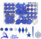 FIVMEN Weihnachtskugeln Saphir 108er Set Christbaumschmuck Weihnachtsdeko Plastik inkl. Christbaumkugeln, Stern, REH Schneeflocke Weihnachtsdekoration Weihnachtsschmuck