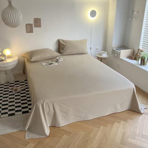 HAIBA Bettlaken ohne Gummizug 230x250cm Khaki weiches und pflegeleichtes Betttuch aus Baumwolle ohne Gummizug