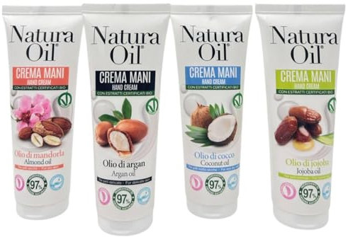 Suarez Nature Oil Handcreme verschiedene Düfte: Arganöl, Mandelöl, Jojobaöl, Kokosöl 75 ml (Set, Argan, Kokosnuss, Jojoba und Mandel)