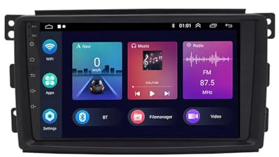 9 HD Android Auto GPS Radio Navigator Carplay Replacement for Smart Fortwo Cabrio Coupe 451 2007/08-2024/12 mit GPS Bluetooth FM USB WiFi DVR RDS TPMS SWC DAB
