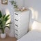 WUDLEP Bathroom Storage with 5 Drawers, Slim Bathroom Floor Cabinet with Wheels, Freestanding Compact Bathroom Organiser Cupboard for Living Room Bedroom, White
