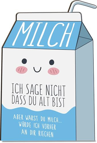 Witziges Geschenk mit Spruch Holzkarte - Alte Milch Geburtstagskarte | Freches Spruch-Geschenk für Männer und Frauen, Sarkastisches Geschenk, Lustige Deko, Freches Geschenk, Witzige Deko für Zuhause