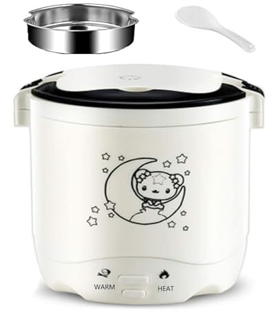 KhUkhu Rice Cooker Mini with Steamer Slow Cooker And Food Steamer Non-Stick Inner Pot Keep Warm Functionality 1.2L Upgrade,White