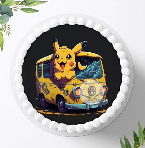 Tortenaufleger Tortenbild Tortendeko Fototorte Pikatchu für Jungen,Mädchen und Divers zum Geburtstag, Essbares Foto aus Fondant, Ø 20cm - 1112z